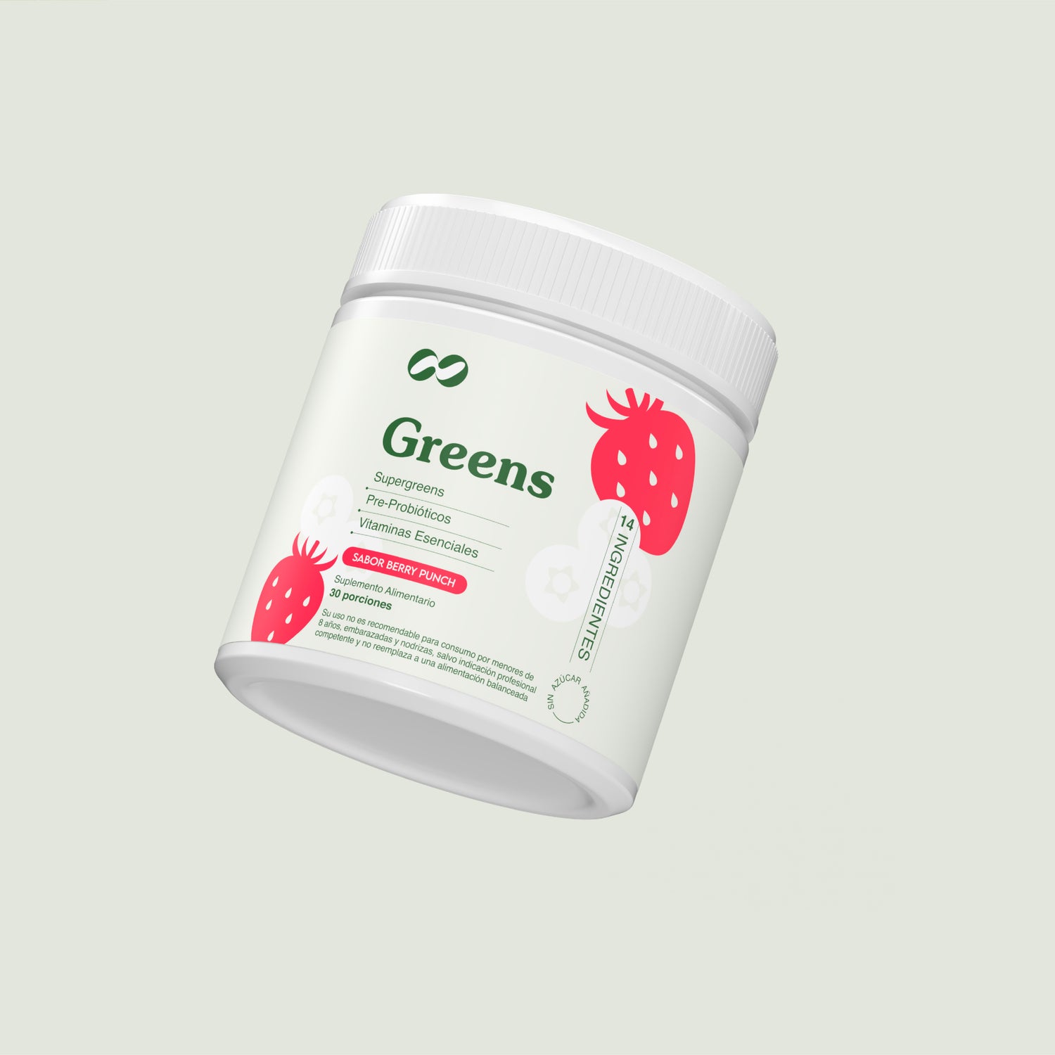 Greens by Ono Care suplemento supergreens sabor berry punch con prebióticos y vitaminas – polvo verde nutricional en Chile